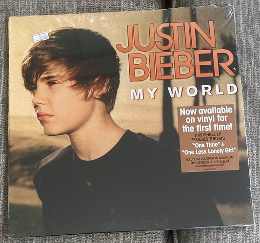 The front of 'Justin Bieber - My World' on vinyl
