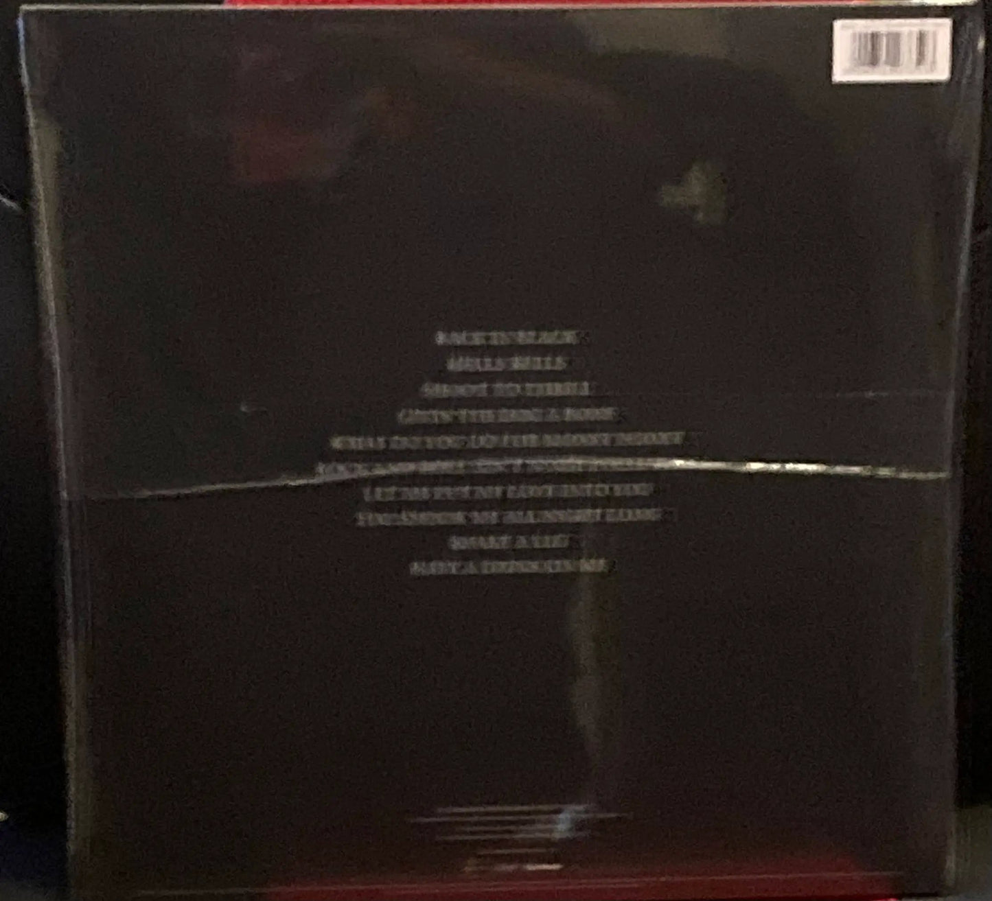 The back of AC/DC - Back in Black on vinyl
