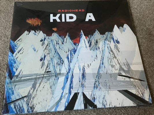 The front of Radiohead - Kid A on vinyl