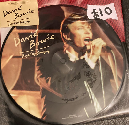 The front of David Bowie - Boys Keep Swinging on 7” vinyl picture disc